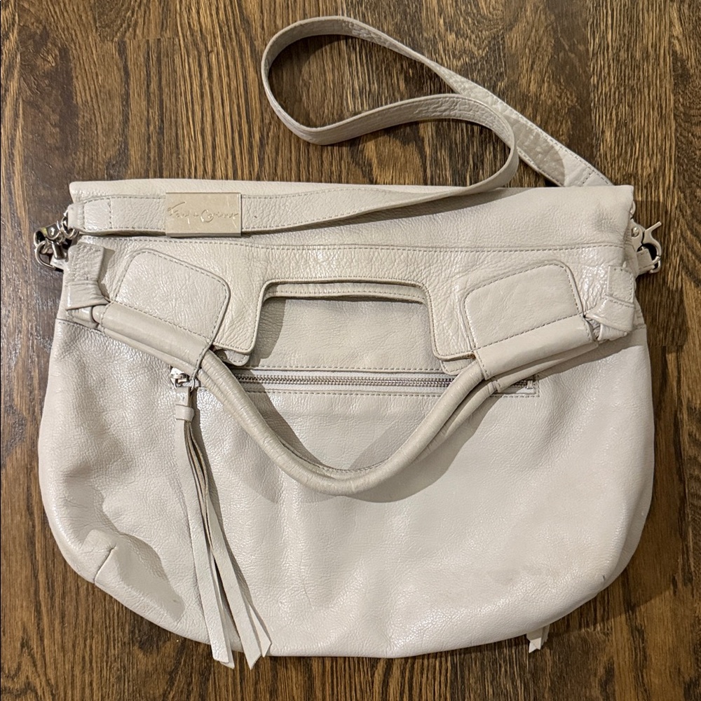 Elegant Light Grey Leather Women's Foley + Corinna Bag